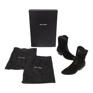 NWT $1195 AUTHENTIC Saint Laurent YSL 37.5 US 7.5 Black Suede Eastwood 45 Weste